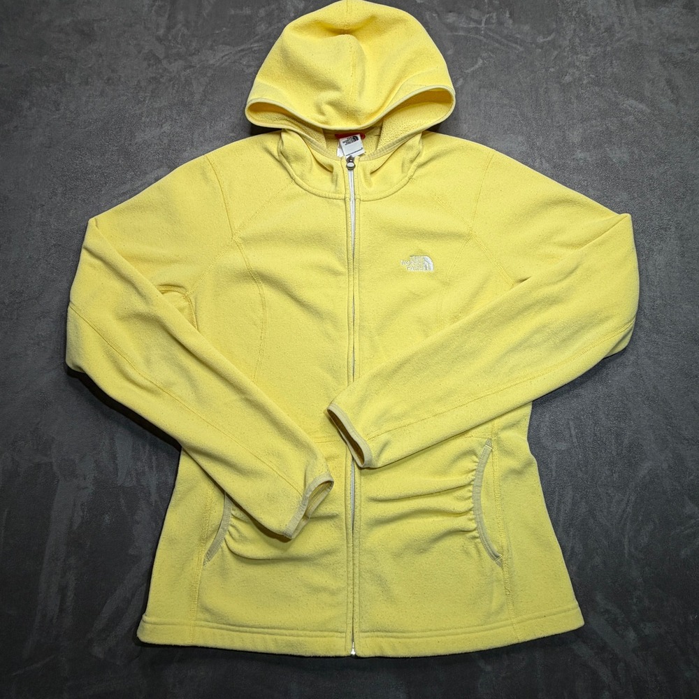The North Face Terry Cloth Hoodie Womens M Yellow‎ Full Zip Thumbholes Outdoor
